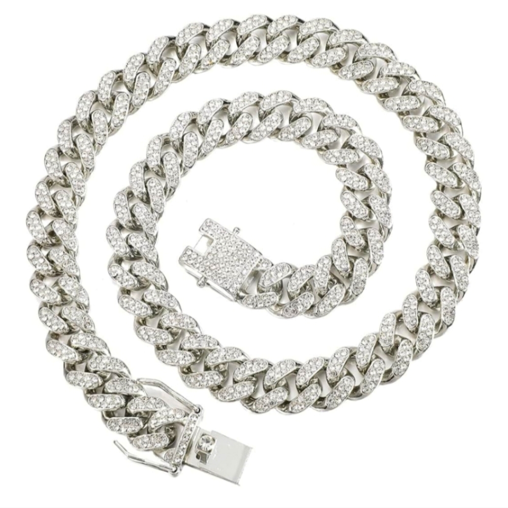Mens Cuban Linked Chain 18 Inch Silver Plated New
